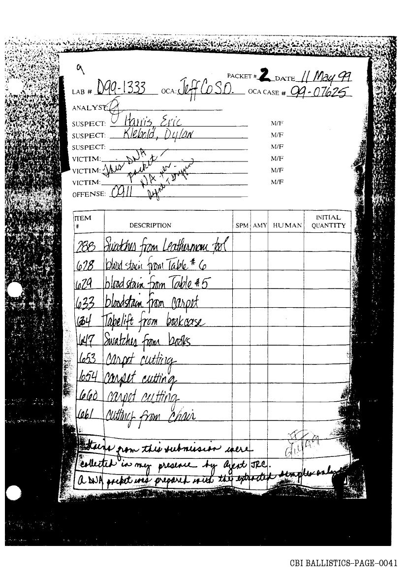 CBI Ballistics Report - Columbine High School Shooting